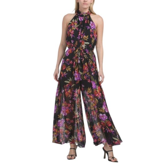 LONDON TIMES Flowy Wide Leg Halter Jumpsuit LONDON TIMES Flowy Wide Leg Halter Jumpsuit